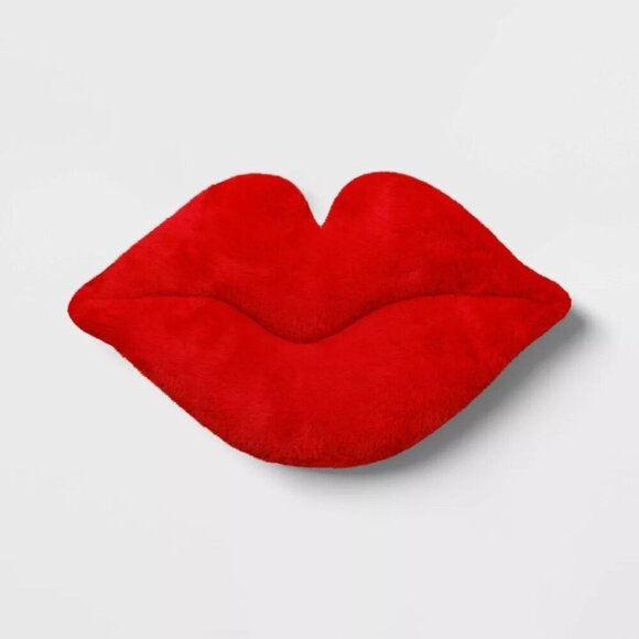 Target Room Essentials Plush Lip Shaped Toss Throw Pillow Red - Valentine's Day - Picture 1 of 6